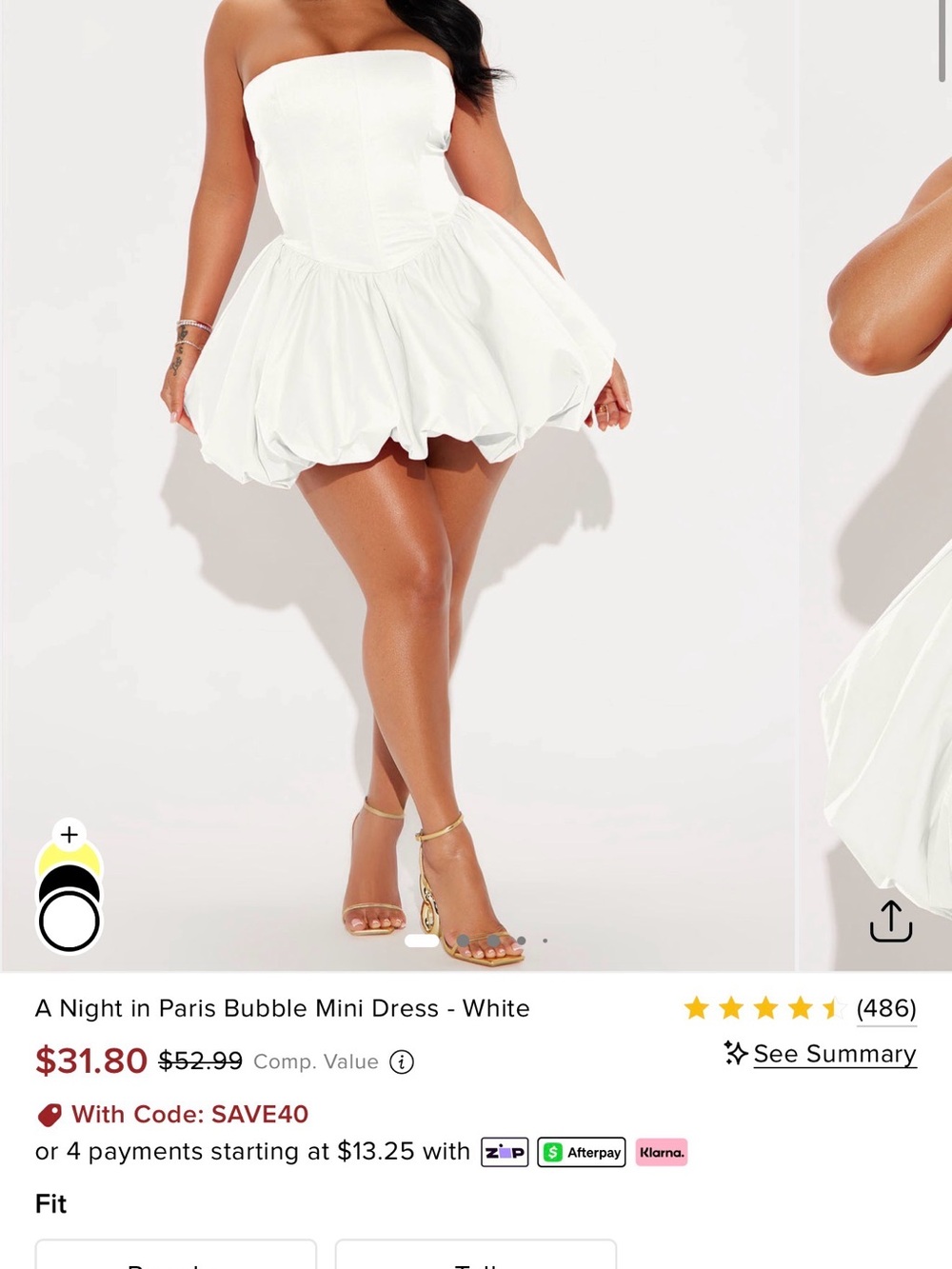 Fashion Nova White Strapless Bubble Mini Dress - Ruched Bodice